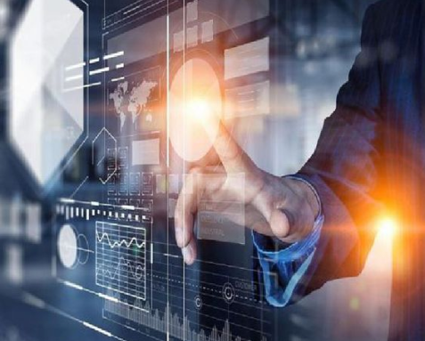 A person interacting with a digital interface displaying various technological metrics and data visualizations, symbolizing the technology assessment services provided by an IT solutions outsourcing company to optimize IT infrastructure for better business results. The image highlights the importance of identifying areas for improvement and innovation to align technology with business goals.