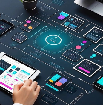 Developer working on a digital interface with multiple devices for faster prototyping and validation of app ideas.